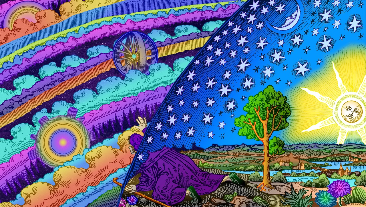 earth, universe, flammarion